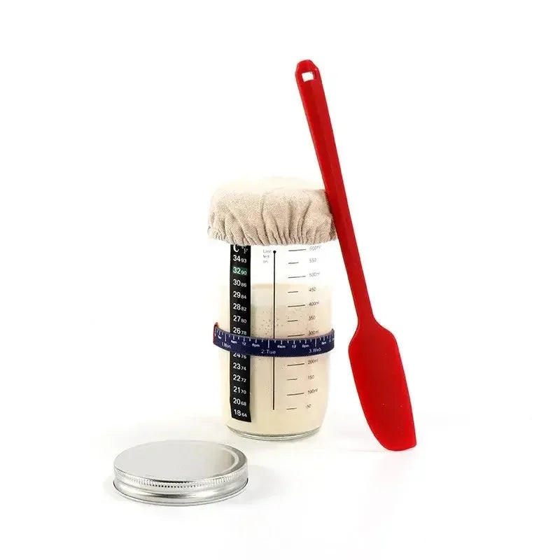 650ml Sourdough Starter Kit Glass Jar 9in Rattan Proofing Basket Bread Baking Tools Fermentation Set Kitchen Artisan Bread