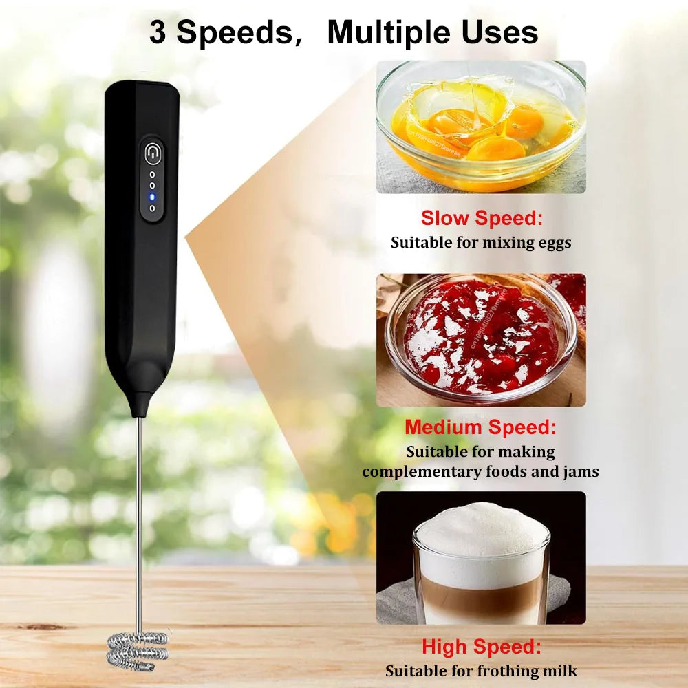 Milk Frother Egg Beater Mini Coffee Whisk Mixer Rechargeable Electric Milk Frother Wireless Milk Foamer Maker Handheld Stirrer