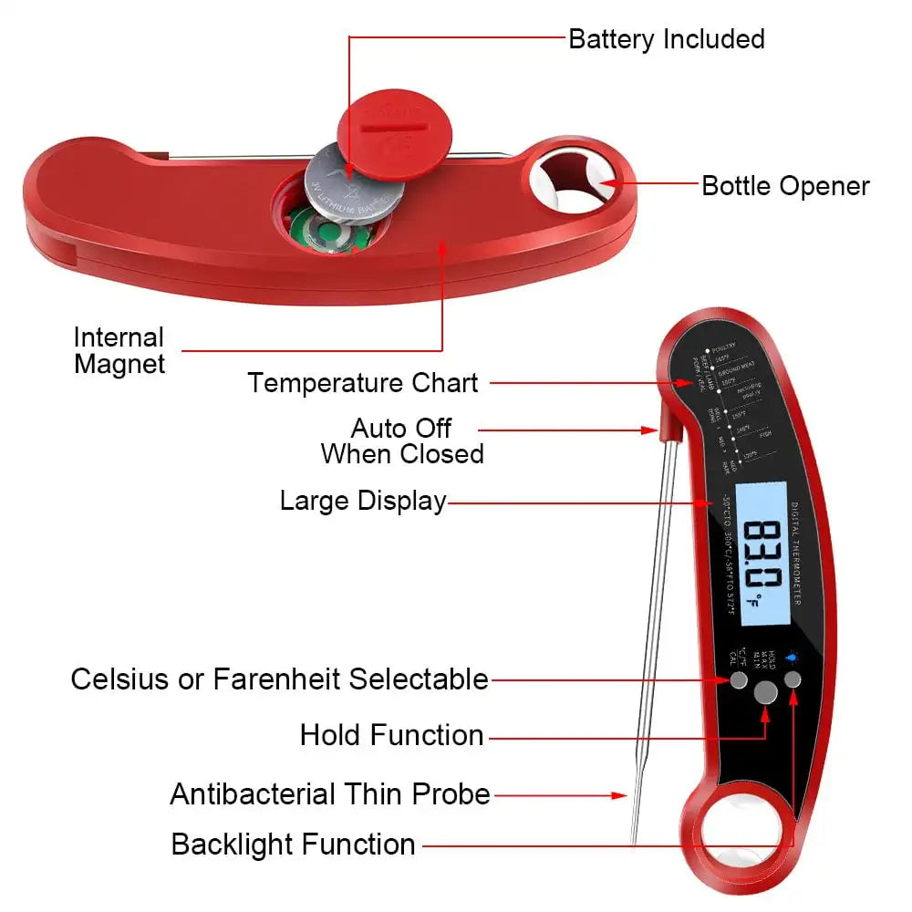 Digital Kitchen Food Digital Thermometer For Meat Water Milk Cooking Grilling Outdoor BBQ Waterproof Instant Read