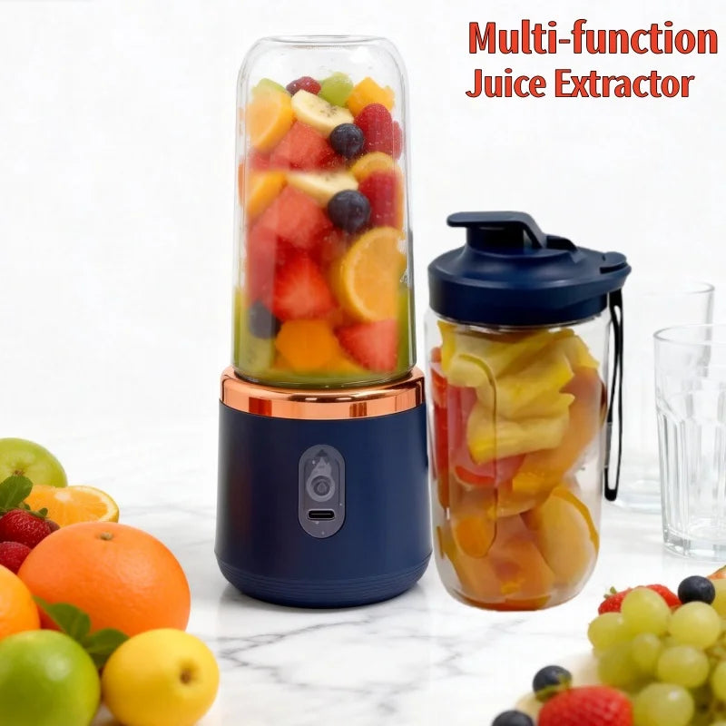 Double Cup Portable Blender USB Juicer Fruit Mixer for Smoothies Milkshakes and Juices Compact Food Processor Orange Juicer