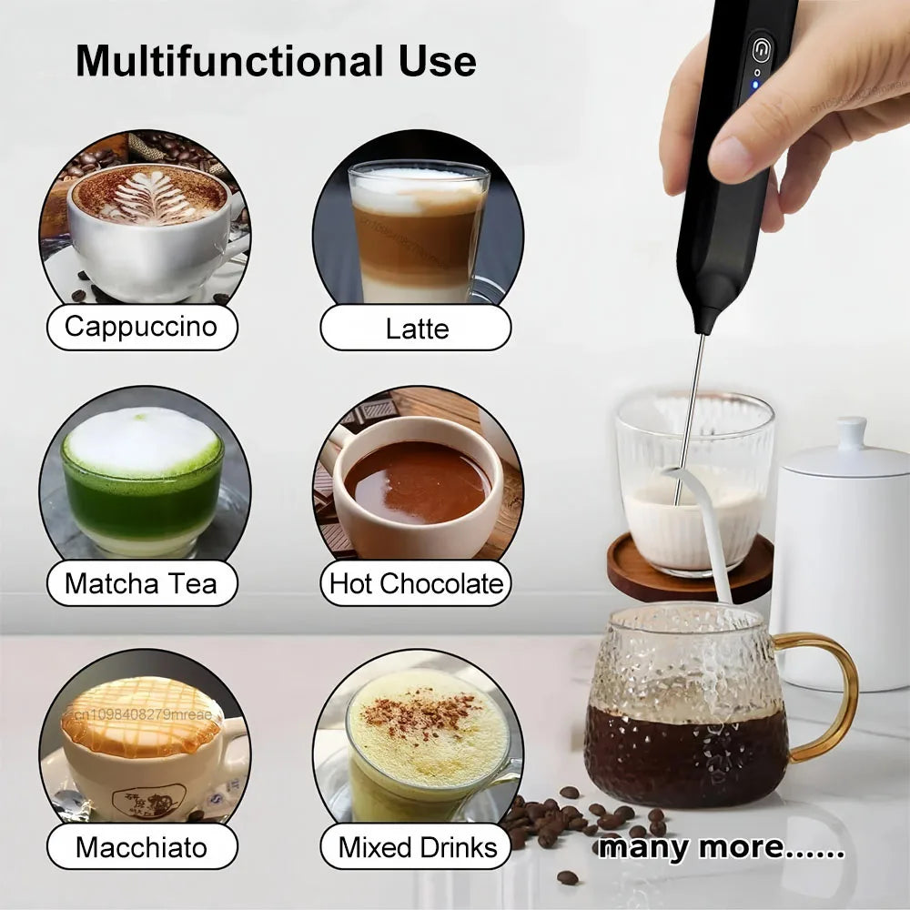 Milk Frother Egg Beater Mini Coffee Whisk Mixer Rechargeable Electric Milk Frother Wireless Milk Foamer Maker Handheld Stirrer