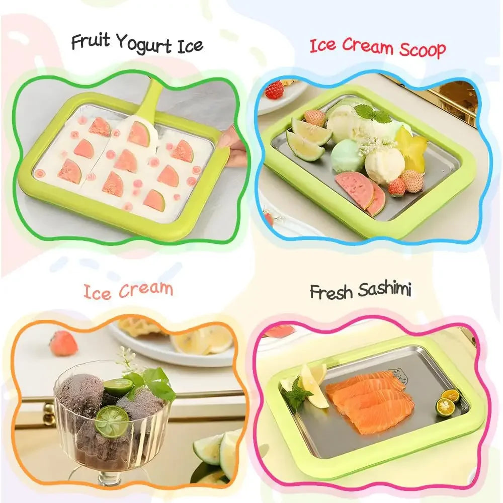 DIY Ice Cream Maker Yogurt Maker Machine Child's Homemade Cream Sorbet Gelato,Household Rolled Ice Cream Maker With 2 Spatulas