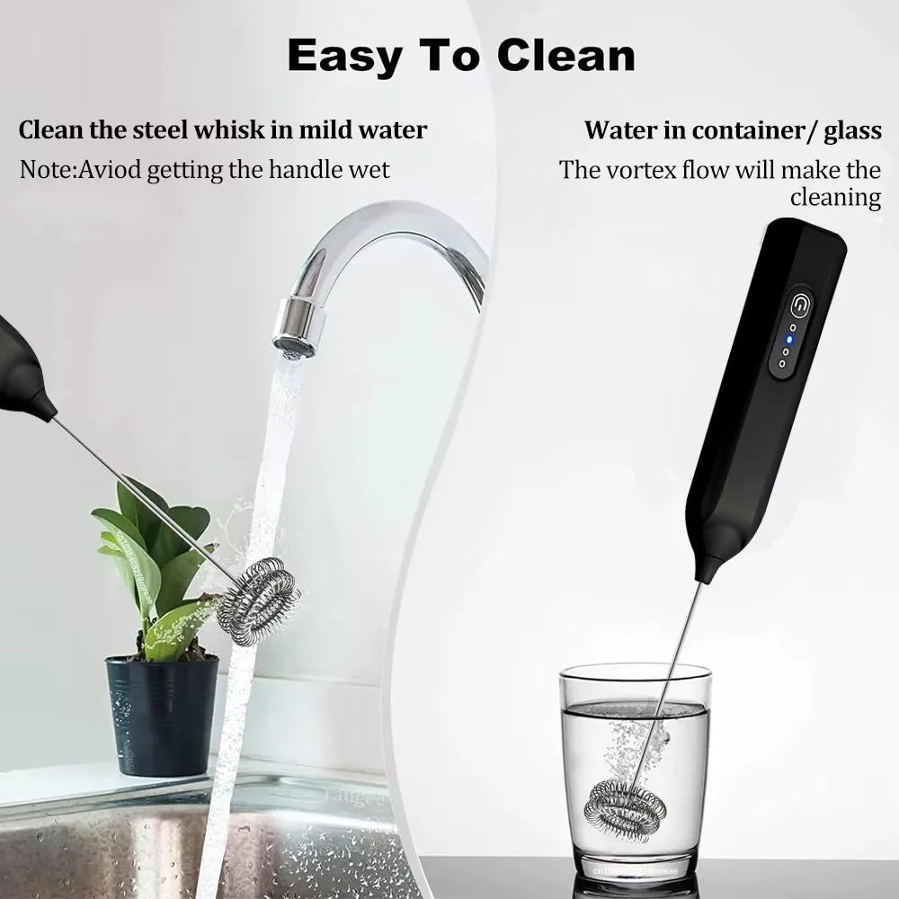 Milk Frother Egg Beater Mini Coffee Whisk Mixer Rechargeable Electric Milk Frother Wireless Milk Foamer Maker Handheld Stirrer