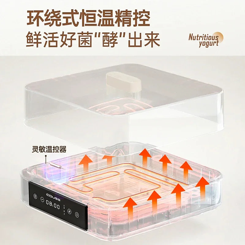 220V KASJ Yogurt Maker 1.5L 9 Cups Small Home Yogurt Fermenter with Milk Skin Function Cooking Machine CQ