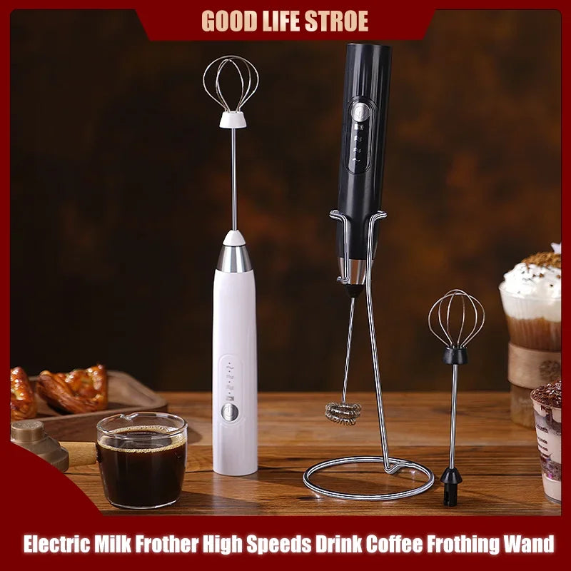 High Quality Electric Milk Frother Foam Maker Handheld USB Rechargeable Foamer High Speeds Drink Mixer Coffee Frothing Wand