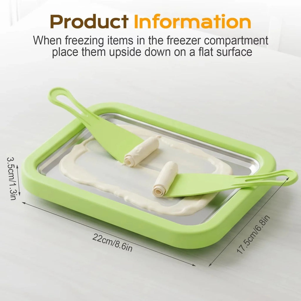 DIY Ice Cream Maker Yogurt Maker Machine Child's Homemade Cream Sorbet Gelato,Household Rolled Ice Cream Maker With 2 Spatulas