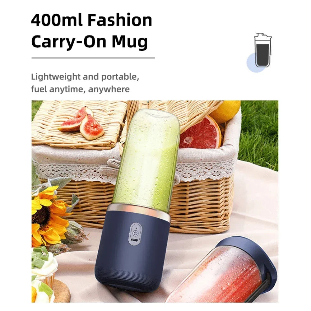 Electric Portable Blender Bottle with 6 Blades Multifunctional Fresh Juice Smoothie Maker Ice Crush Cup Food Processor