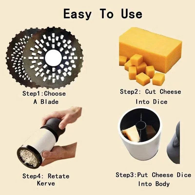 Cheese Grater 2 Pattern Blade Kitchen Gadgets Chocolate Grater DIY Butter Food Mill Cheese Grater Slicer ABS+Stainless Steel