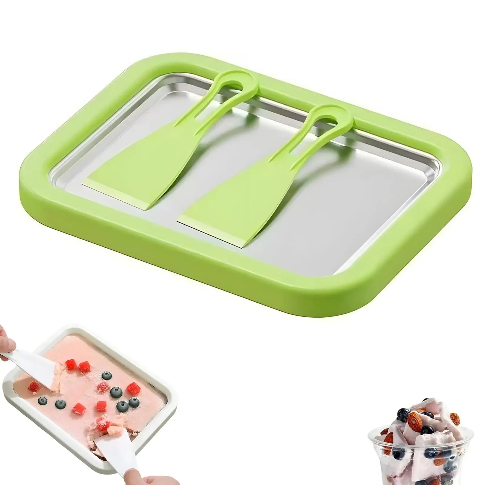 DIY Ice Cream Maker Yogurt Maker Machine Child's Homemade Cream Sorbet Gelato,Household Rolled Ice Cream Maker With 2 Spatulas