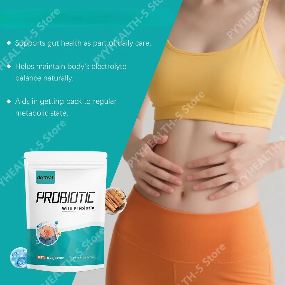 Docteat Probiotic Powder with Prebiotic, 5g Scoop, 30 Servings, 150g Net Weight, Supports Digestive Balance, Daily Energy Levels