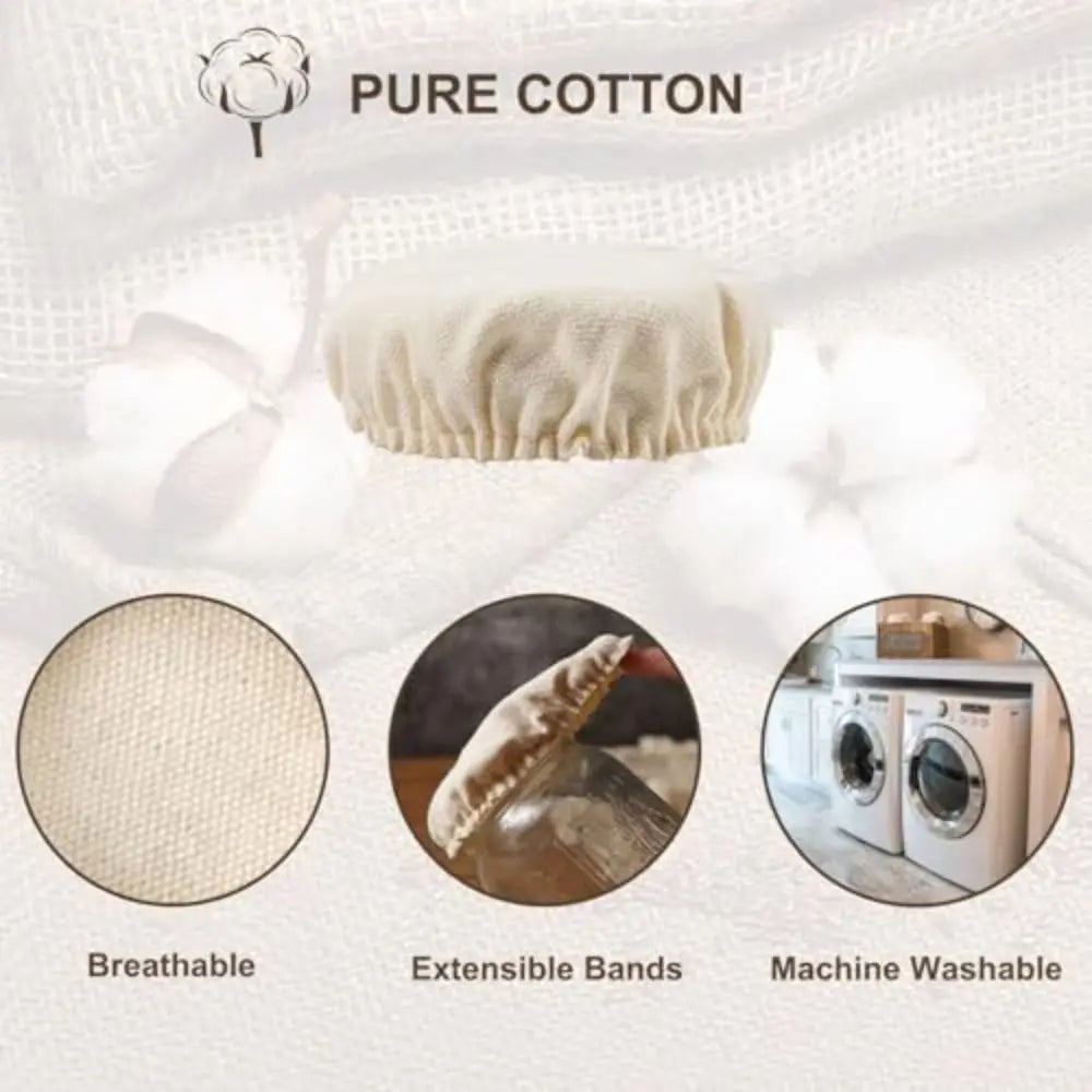 Sourdough Starter Jar Covers Fit Jars Mouth from 8-10cm Elastic Cloth Fermentation Jar Lid Reusable Breathable Cloth Jar Lid